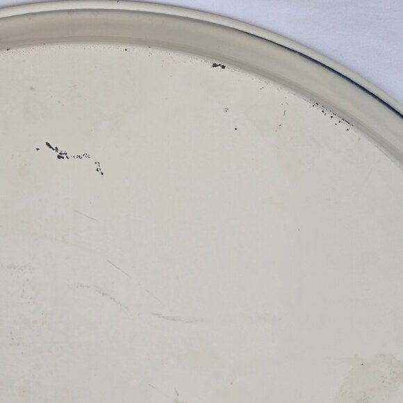 Tole by Pilgrim Art Large Round Metal Tray Roses and Daisy Pattern Gold Rim - Picture 12 of 15